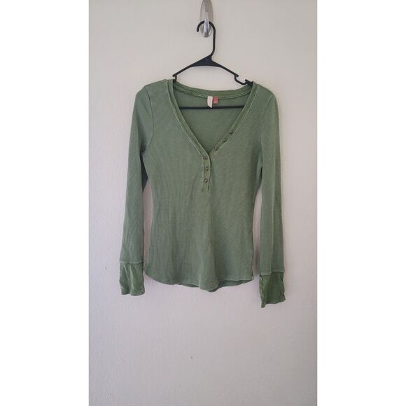 Pilcro Anthro. Green Thermal Longsleeve Top Size M - Picture 1 of 5